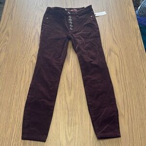 Pilcro high rise skinny corduroy pants from Anthropologie. Chocolate Brown color